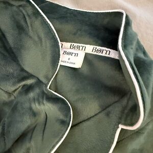 Born Dark Green Velvet Lounge Top with White Trim